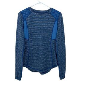 Lululemon Run: Ice Queen Size‎ 6 Long Sleeve Slope Stripe Limitless Blue Top